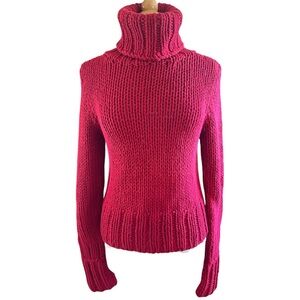 The Limited Handmade Vintage Chunky Red Turtleneck Holiday Sweater Size Large